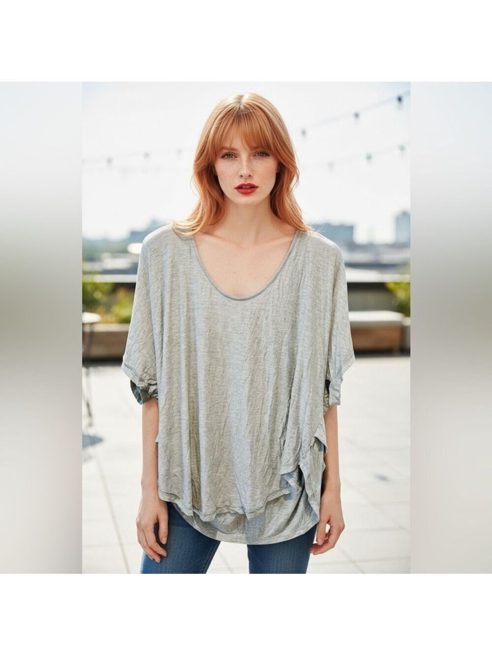 HP!🖤 POL Gray Open Back Draped Dolman Top – Size Small – NWOT - Picture 6 of 16